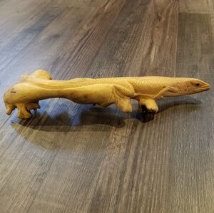 Hand Carved Wood Lizard